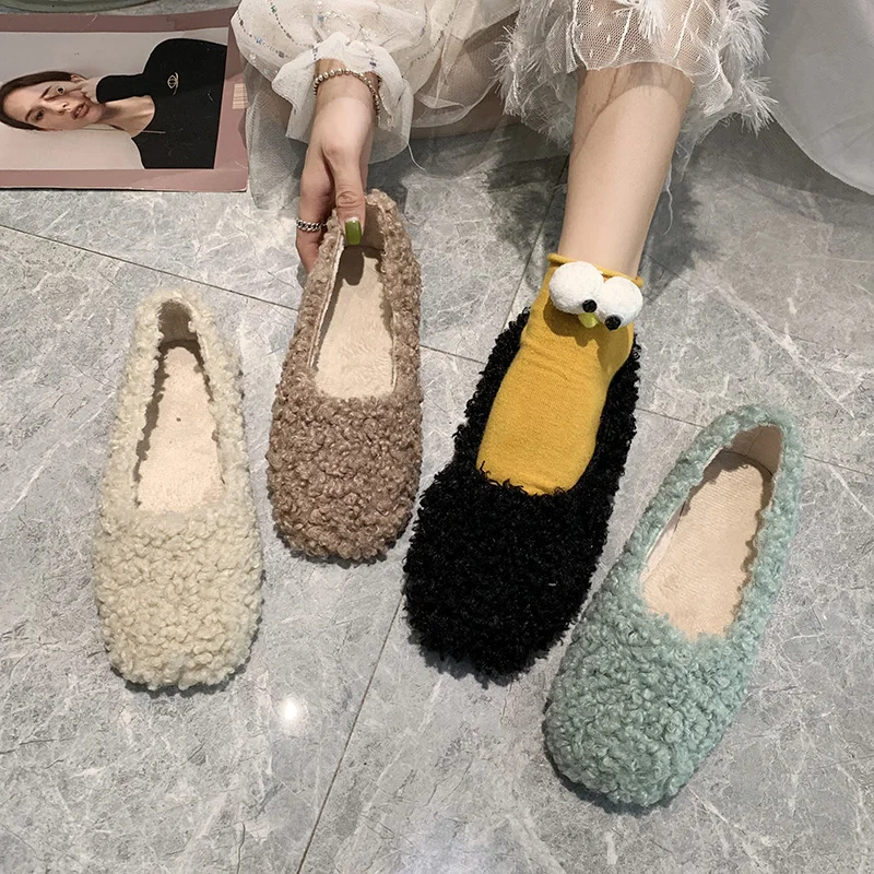 

Autumn Casual Woman Platform Shoes Round Toe Dress Flats Women Slip-on Loafers Fur Fall New Slip On Nurse Fabric Slip-On