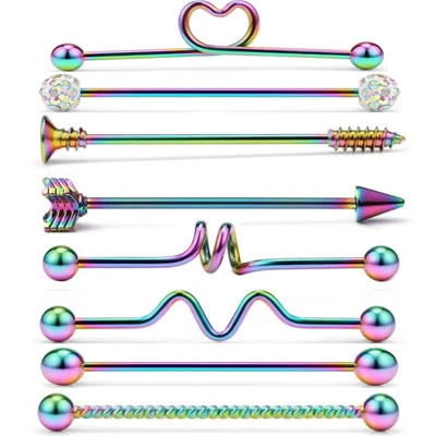 NO.13-8pcs TIANCIFBYJS 4-10 шт./компл. из нержавеющей стали 14 г штанга фабричного производства серьги для ушного хряща Tragus Helix уха расширитель для пирсинга ювелирные изделия 4-12 шт - Окраска металла: NO.13-8pcs