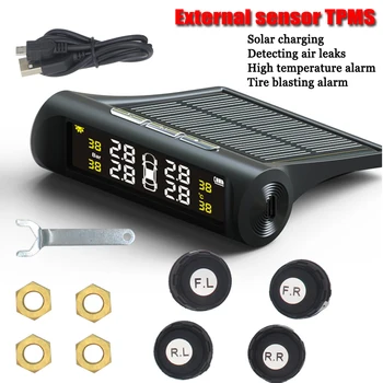 

TPMS Solar LCD Wireless Tire Pressure Monitoring System + 4 External Sensor