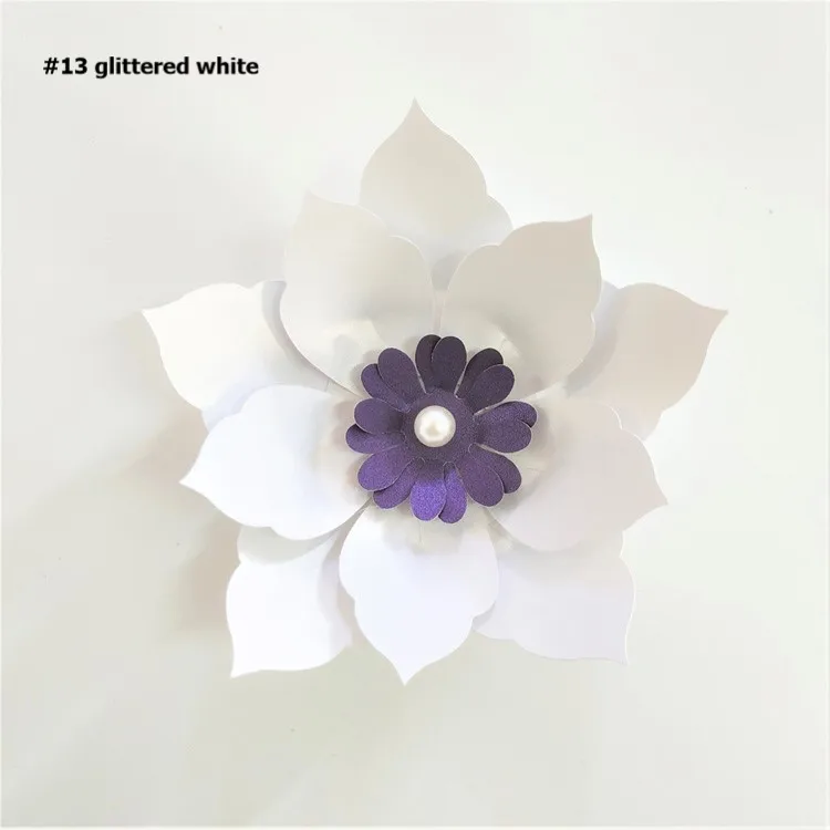 Glittered White 10 см легко DIY бумажные цветы для свадебного фона украшения бумажные поделки для детской стены деко искусство для детского душа день рождения Цветочный декор - Цвет: Glittered White