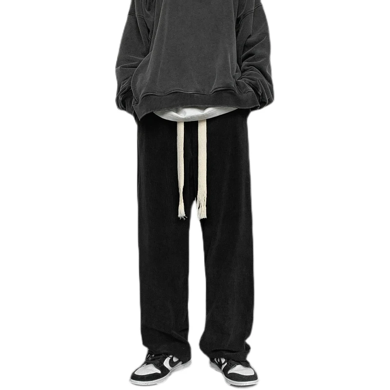 Men Streetwear Corduroy Baggy Sweatpants 2022 Spring Mens Casual Black Wide  Leg Joggers Pants Man Japanese Fashion Sweat Pants
