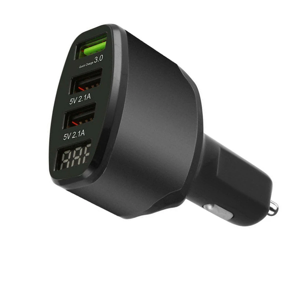 Мини-устройство для автомобиля с двумя портами USB Зарядное устройство 3-Порты и разъёмы Переходник USB для зарядки в машине светодиодный Дисплей QC 3,0 быстрой зарядки 12-24V Универсальный