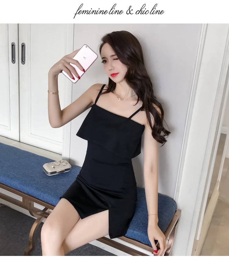 Корейское платье vestidos Осень Новое поступление OLN протекающее Сзади Платье женское осеннее маленькое сексуальное женское слово воротник протекает