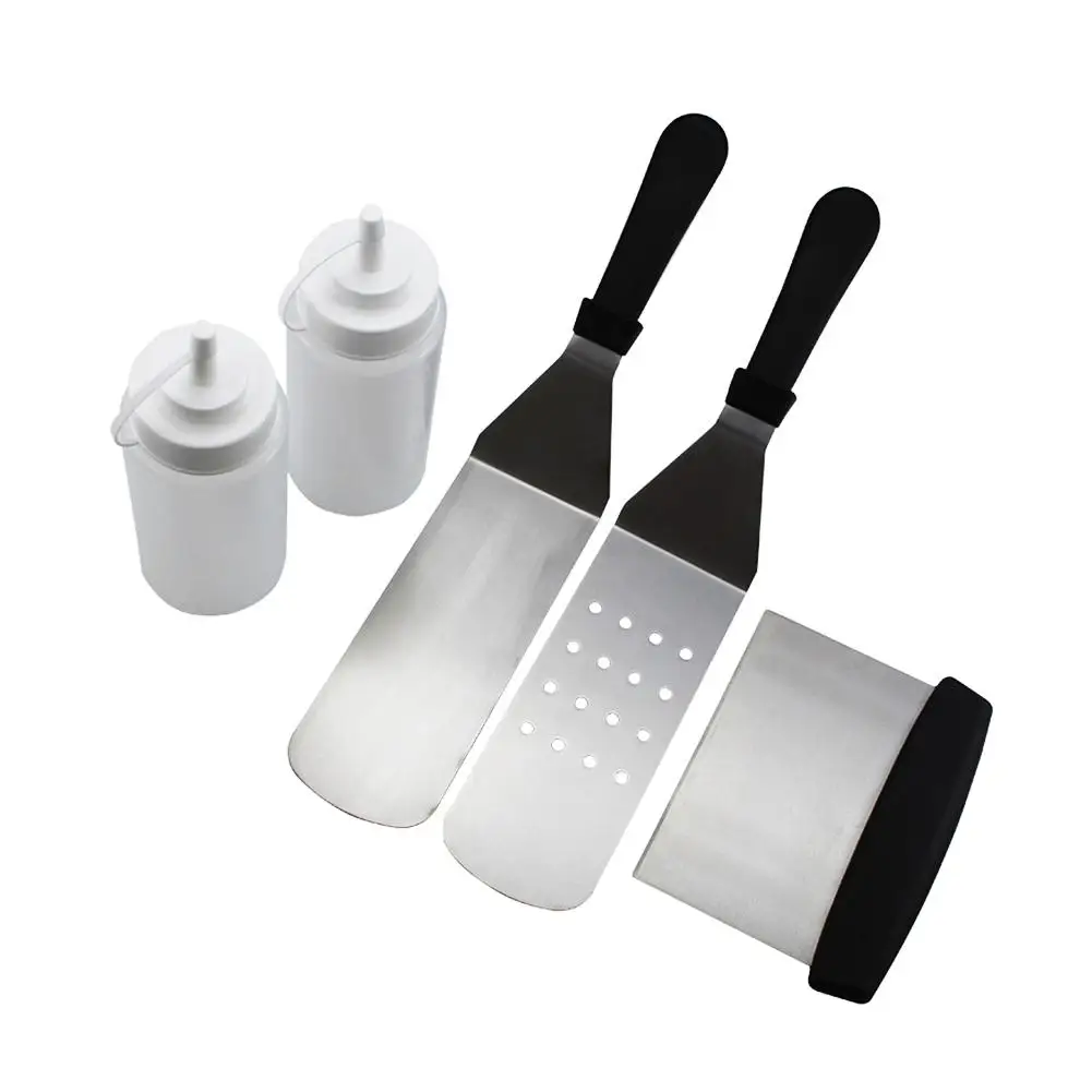  BBQ Griddle Accessories Set with Scraper Spatula and Bottles Barbecue Grill Tools for Outdoor Campi