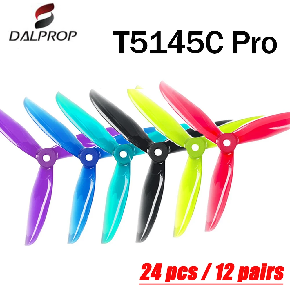 

24 pcs/12 pair DALPROP CYCLONE T5145C PRO 5inch 3 Blade/ tri-Blade Propeller Brushless Motor FPV Propeller for FPV Racing Drone