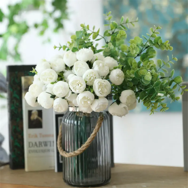 27-Head Rustic Tea Rose Artificial Silk Flower Bouquet Home Hotel Table Decoration Fake for Wedding | Дом и сад