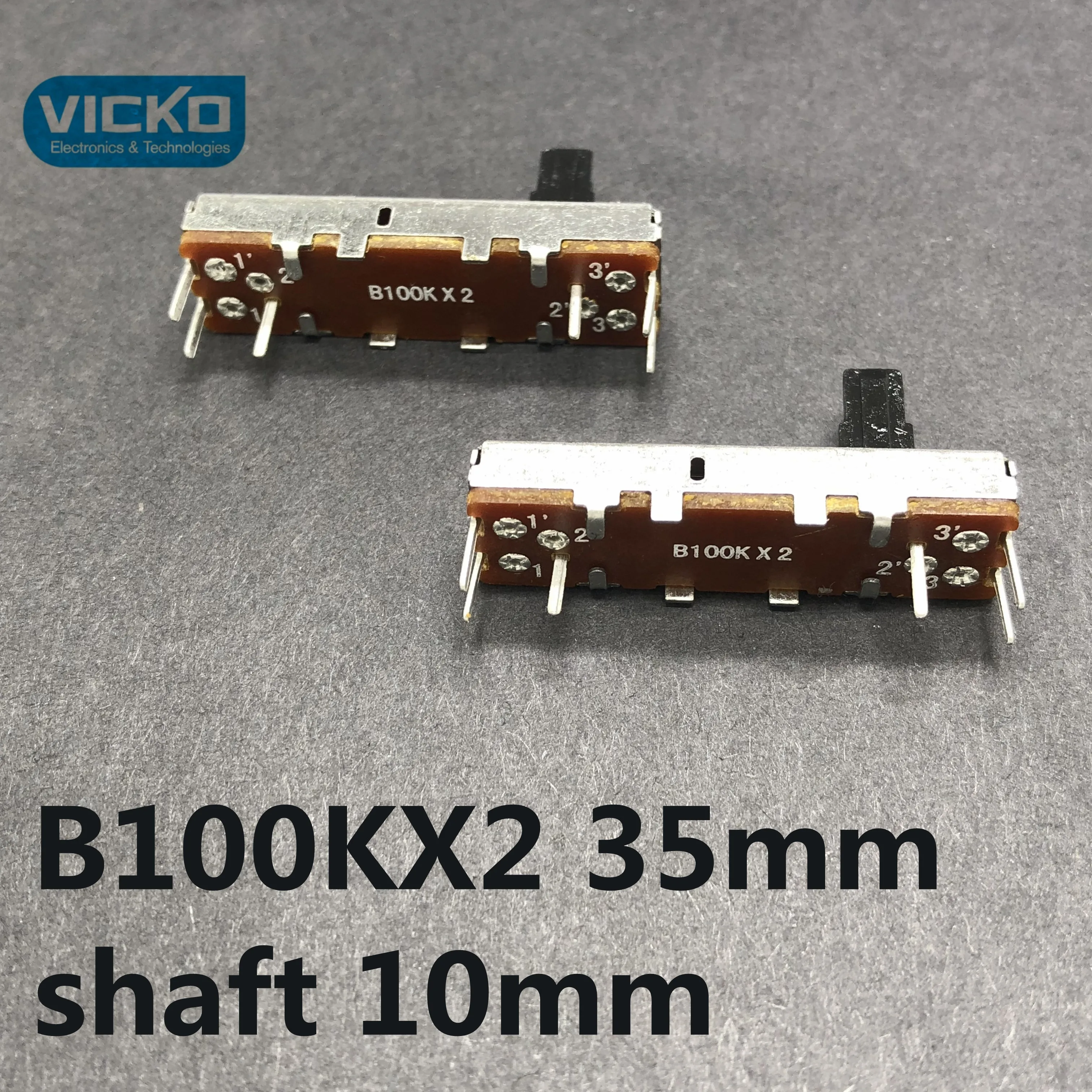 double mixer pusher direct sliding potentiometer with / without midpoint 35mm B100K B100KX2 shaft 10mm switch