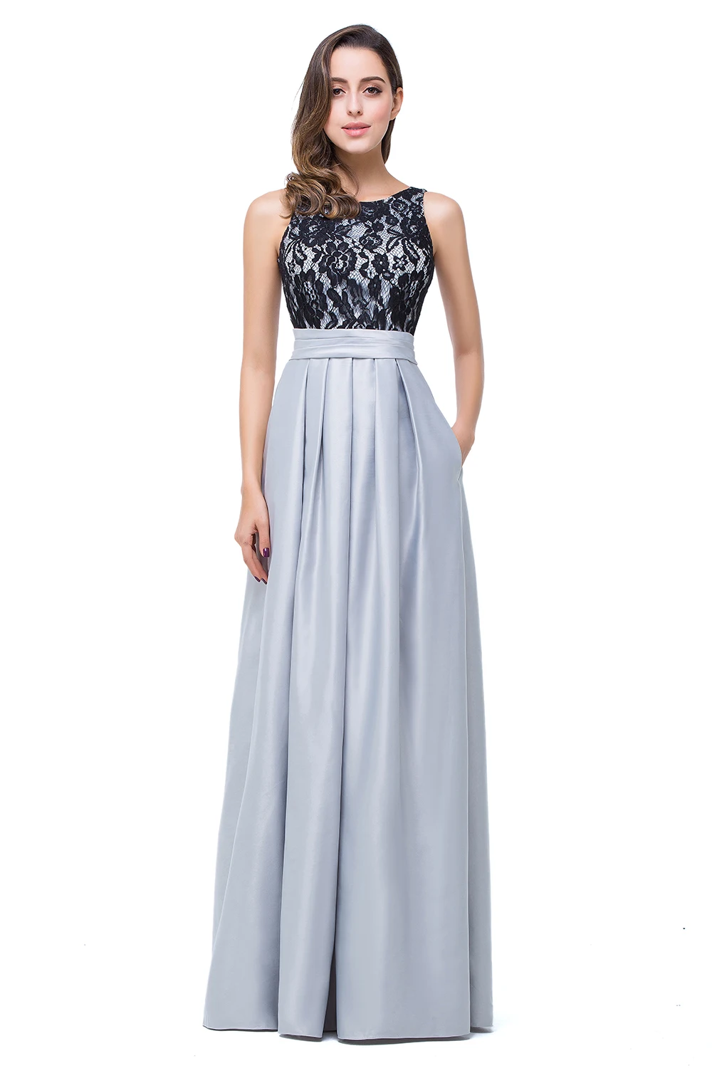 24 часа Черное Кружевное Серебряное Вечернее Платье длинное vestido de festa сексуальное V сзади вечернее платье