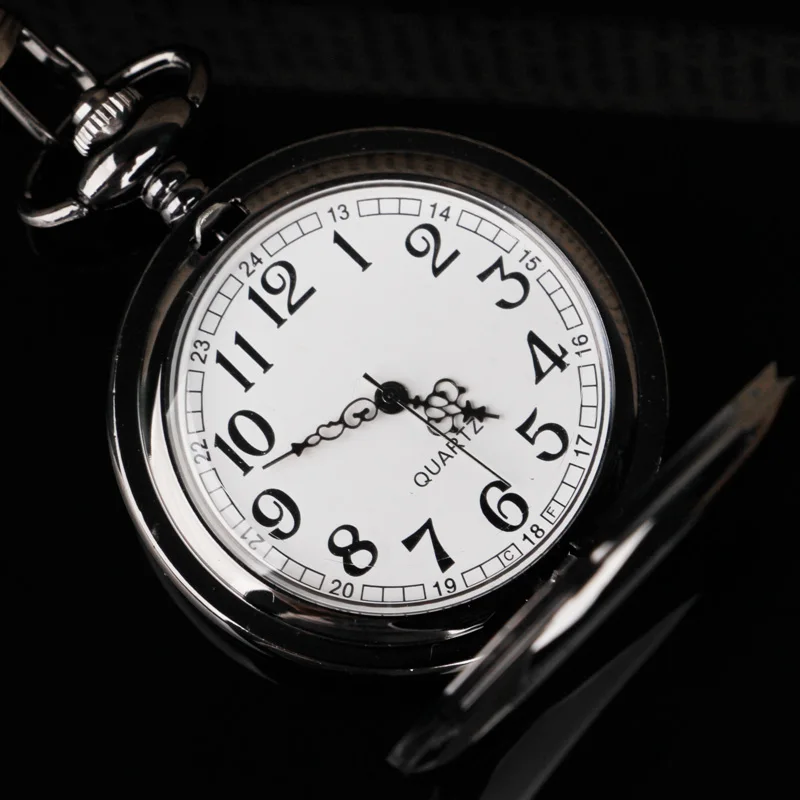 

Black Quartz Pocket Watch Necklace Simple Style Hundred Matching Decorations High Quality Clock Pendant Men Women Christmas Gift