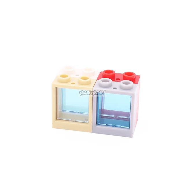 MARUMINE 10PCS Window 1x2x2 Flat Front 60592 with Trans Clear GlassTran 60601 MOC Bricks House Parts Assembling Building Blocks 5