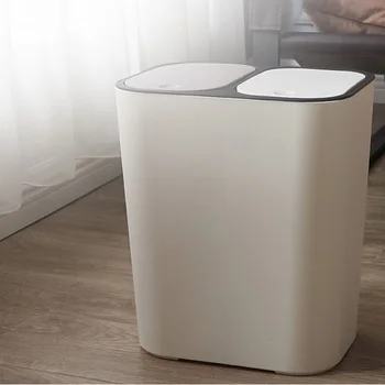 

Trash Can Rectangle Plastic Push-Button Dual Compartment 12liter Recycling Waste Bin Garbage Can DEC889