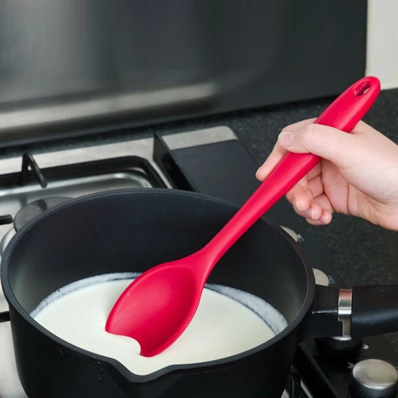 Кухонные силиконовые ложки Большая ложка совок из силикона длинная ручка для