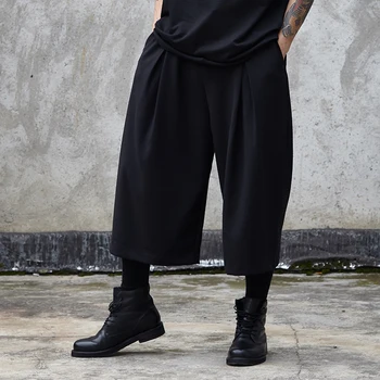 

New trend loose cropped pants men's flared pants wild low crotch wide-leg pants men's casual skirts pants