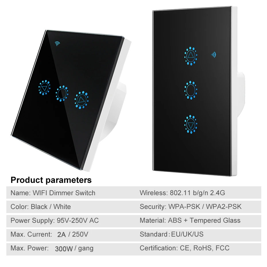 Умный светильник, диммер, стандарт ЕС/США, Wifi, умный переключатель, сенсорный голосовое приложение, управление, переключатель с регулируемой яркостью, работает с Amazon Alexa Google Home