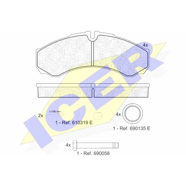 Колодки дисковые Renault Mascott 3.5/5Ton, 99 ICER 141208-123