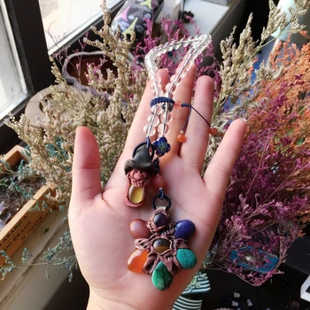 

India Genuine Nordic Rune Elf Dawn Seven Chakra Sun Flower Natural Citrine Pendant Keychain Ornament Helping Business Good Luck