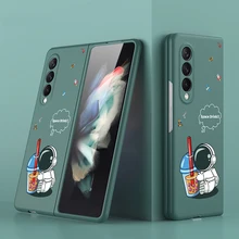 

Case For Samsung Galaxy Z Fold 3 Cartoon Astronaut Printed Phone Cover Skin Touch Matte Hard Plastic Cover For Z Fold3 5G