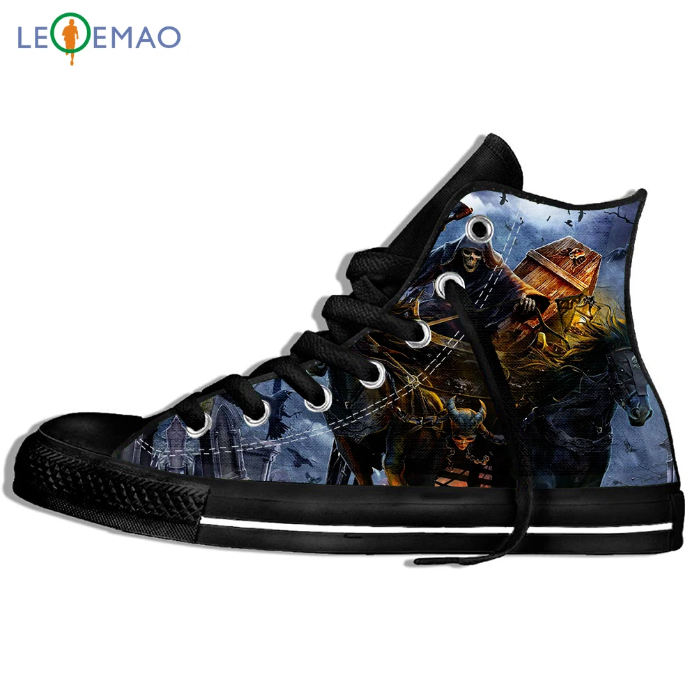 

Custom Logo Image Printing Sneakers Shoe Design Men Heavy Metal Grim Reaper Skull Harajuku Style Canvas Zapatos De Mujer Outdoor