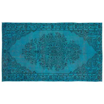 

Handmade Turquoise Vintage Overdyed Turkish Area Rug 165x284 Cm-5'5''X9'4''