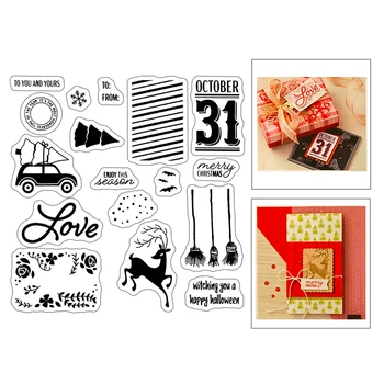 

2020 New Christmas Tree Sentiment Word Clear Stamps and Reindeer Metal Cutting Dies For Scrapbooking Craft Greeting Card Making