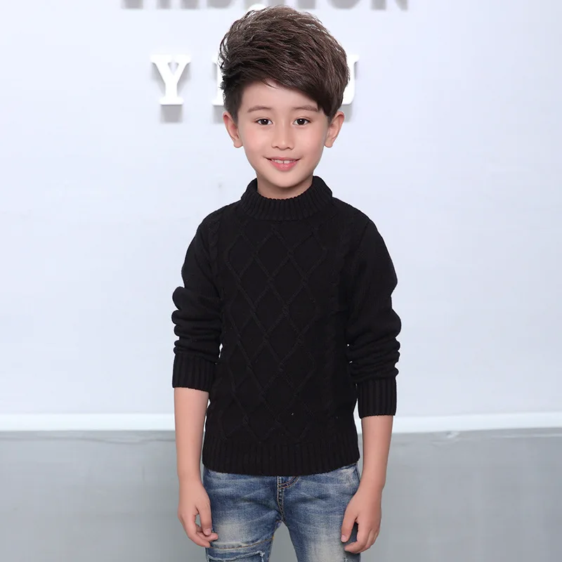 

Childrenswear 2019 New Style BOY'S Knitted Sweater Pure Cotton Sweater Big Boy Crew Neck Winter Thick Sweater