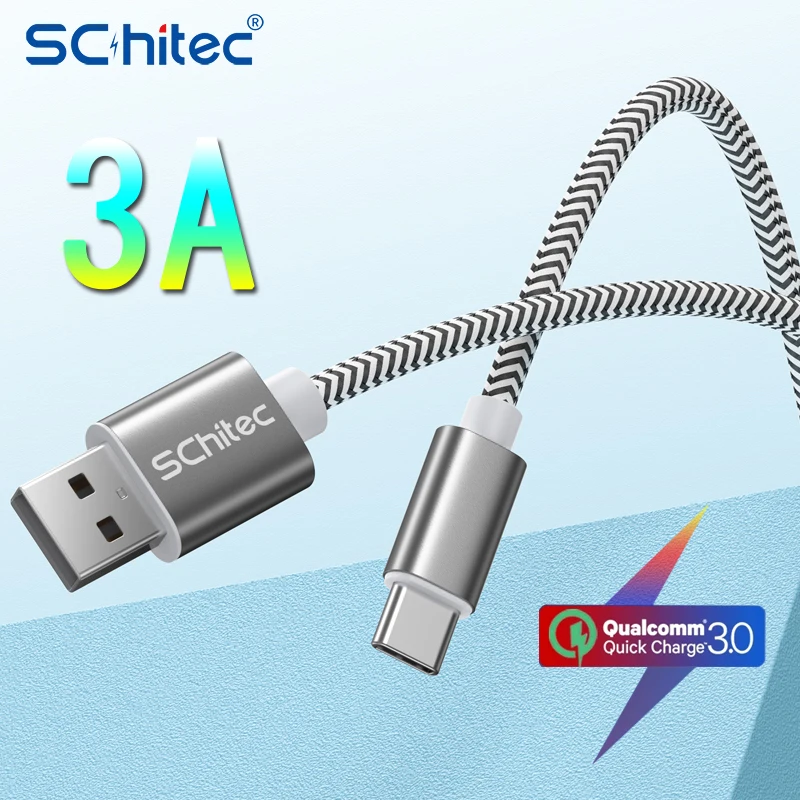 Кабель Schitec 3A USB Type-C Micro для быстрой зарядки мобильный телефон зарядное устройство