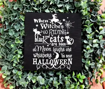 

When Witches Go Riding Black and Cats Are See the Moon Happy Halloween Wallpaper