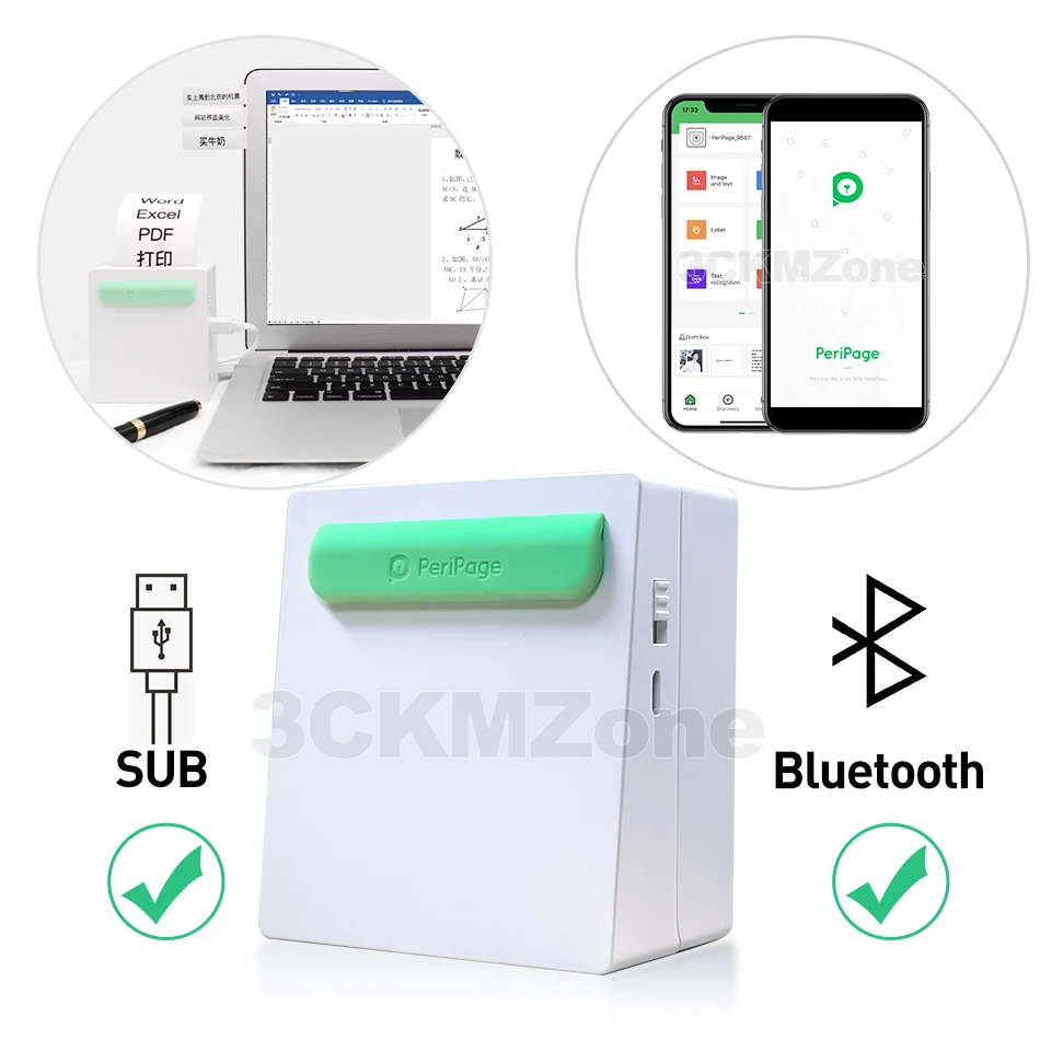 Портативные цветные карманные фотопринтеры Peripage беспроводные Inkless Bluetooth Impressora de