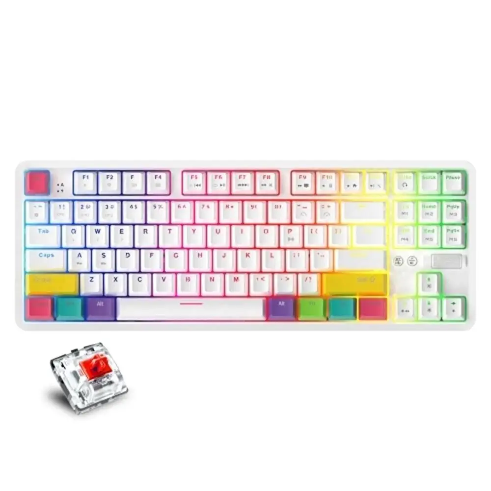 Ajazz K870T Bluetooth Wired/Wireless Dual Mode Gaming Keyboard RGB 87 Keys Mechanical for Gamer Pc Tablet With Type C