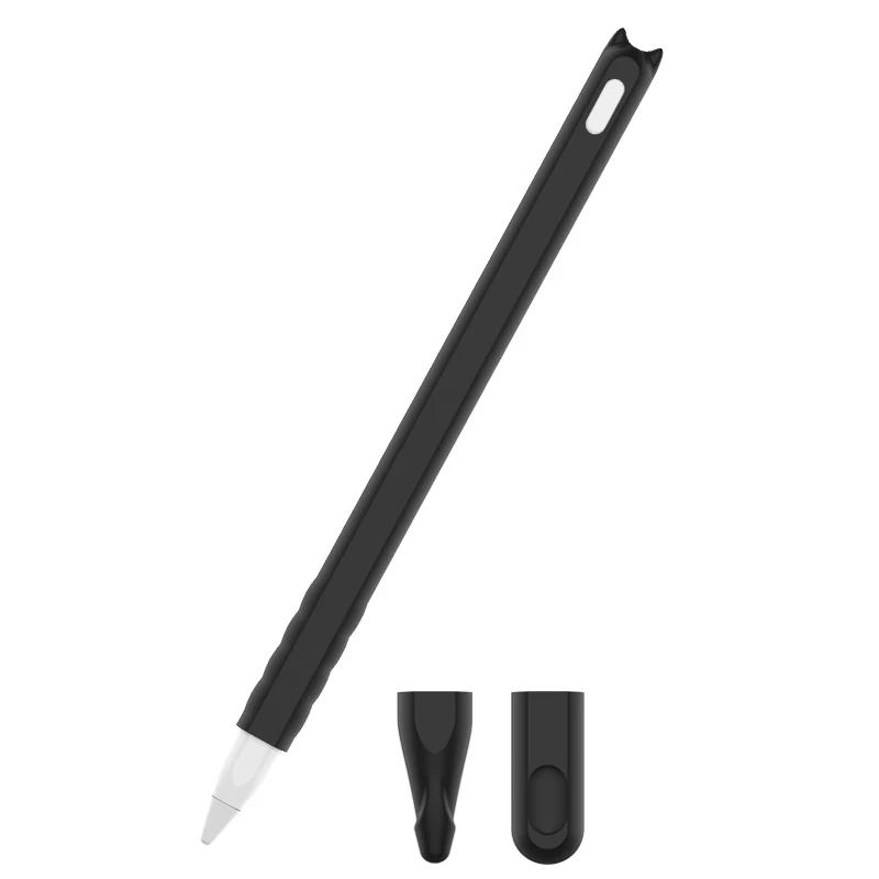 Рукав насадка на карандаш держатель силиконовый чехол для Apple Pencil 2 Колыбель Подставка держатель для iPad Pro стилус ручка милый защитный чехол - Цвета: Black