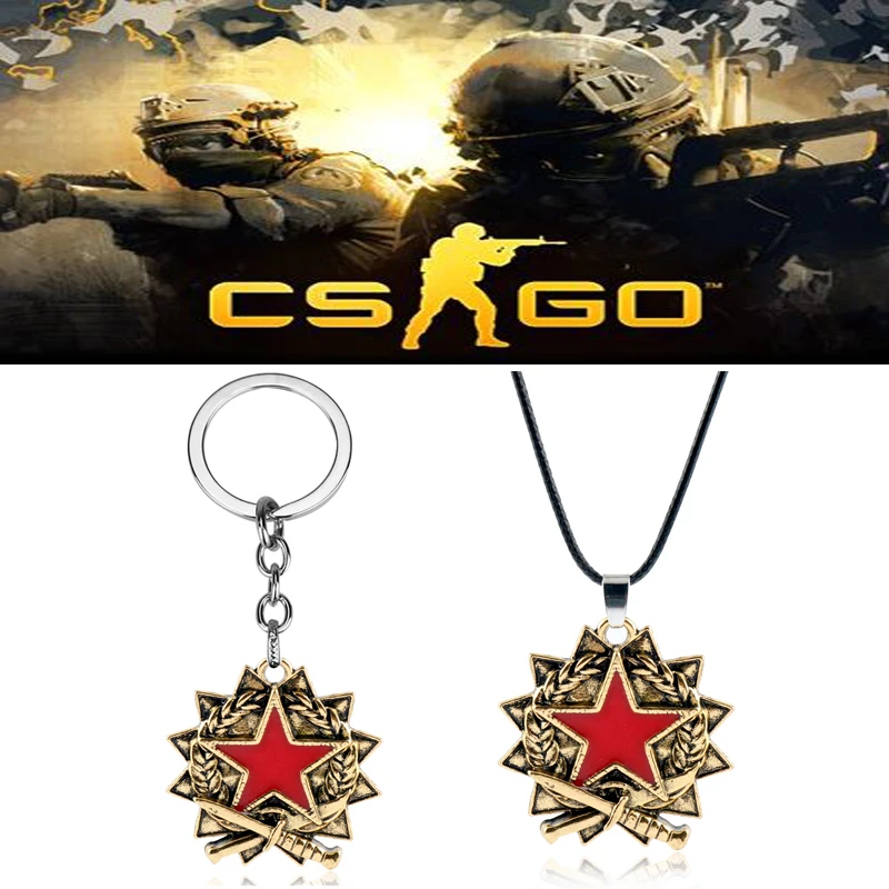 Игра CSGO звезда мечи Медаль Знак Цепочки и ожерелья Для мужчин Творческий игры Over