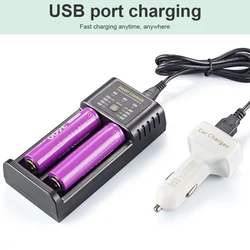 Battery Charger Smart Rechargeable 18650 Lithium Battery Charger 2 Slot USB Cell Charging Station Stand Li-ion Battery Charger