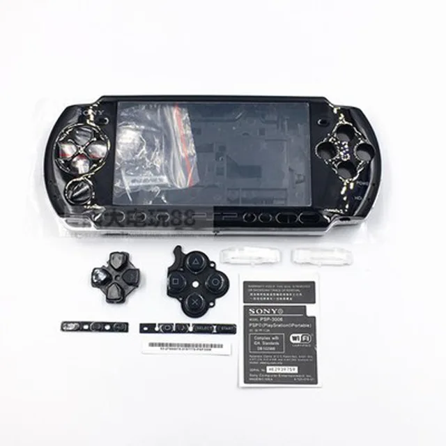 Black color For PSP case 1000 2000 3000 Full Shell Case With Buttons