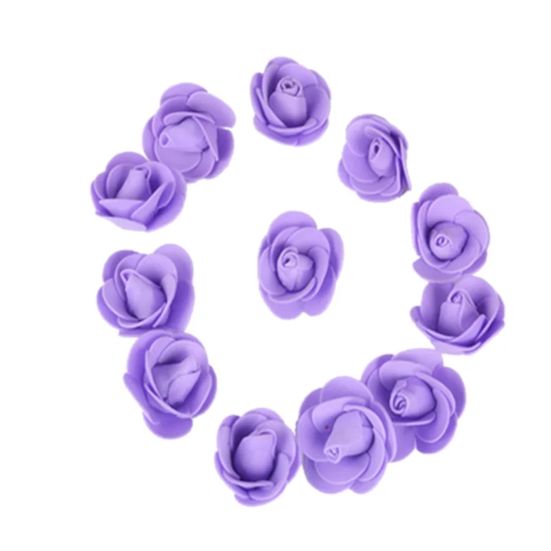 Purple 500Pcs/Lot These Flowers Are Used To Decorate Flores Man-Made Decorative Roses Head Rose Bear Wedding House Artificial Flower - Color: Purple