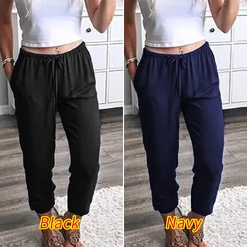 

ZANZEA Women Long Pants 2020 Spring Summer Casual Pockets Long Trousers Streetwear Female Elastic Waist Bottoms Pantalones Femme