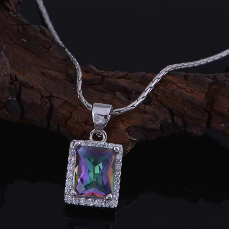 Bague Ringen, квадратная, цветная, топаз, серебро 925, ювелирное изделие для женщин, Геометрическая подвеска из драгоценных камней, роскошный дизайн, украшение на шею