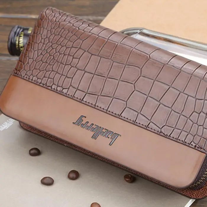 Hot Selling PU Leather Wallet for Men Large Capacity Purse with Multi Card Slot Zipper-B5