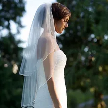 Простые короткие тюлевые Свадебные вуали, два слоя с расческой, белая и слоновая кость, свадебная вуаль для невесты, свадебные аксессуары