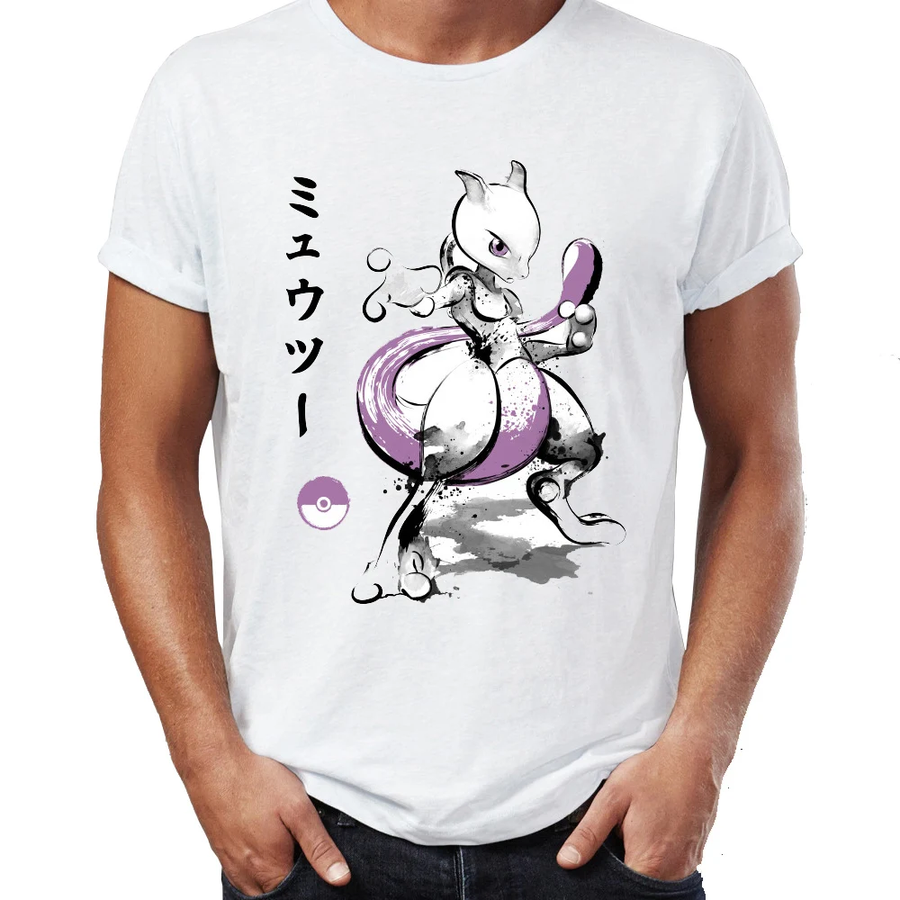 2019 модная мужская футболка s Mewtwo с акварельным рисунком чернил злодей