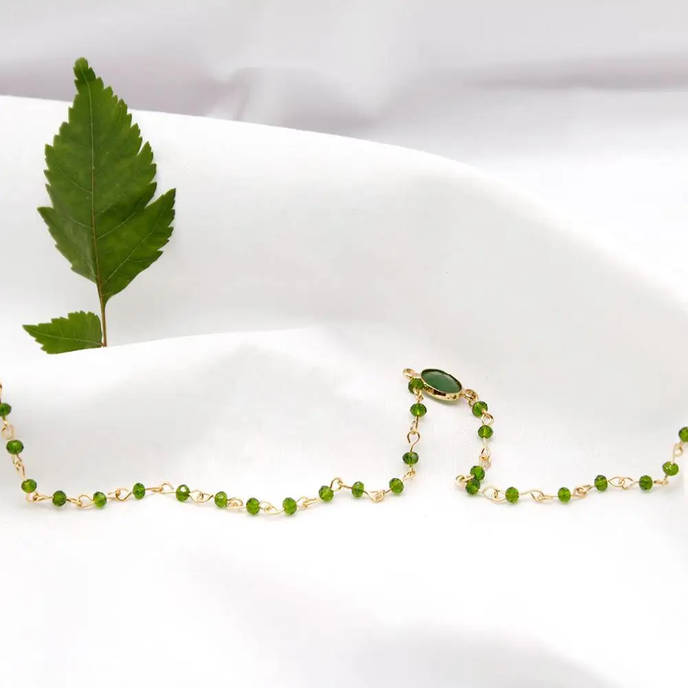Green Винтажные красивые хрустальные бусины, 4 цвета, очаровательные цепочки, дизайн, модные ювелирные изделия для женщин и девушек, подарки, вечерние, свадебные, праздничные - Окраска металла: Green