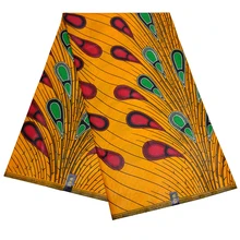 Павлин перо печати оранжевый воск ткань Нигерия Анкара настоящий голландский Африканский воск ткань