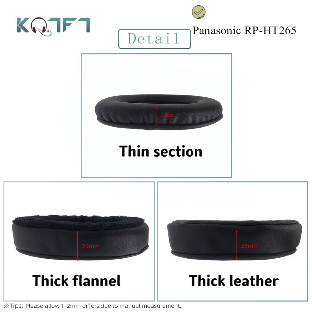 

KQTFT 1 Pair of Velvet leather Replacement EarPads for Panasonic RP-HT265 Headset Earmuff Cover Cushion Cups