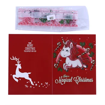 

New 4PCS/set Christmas Card 5D Diamond Painting Greeting Cards Diamond Embroidery Paper DIY Greeting Postcards Christmas Gifts