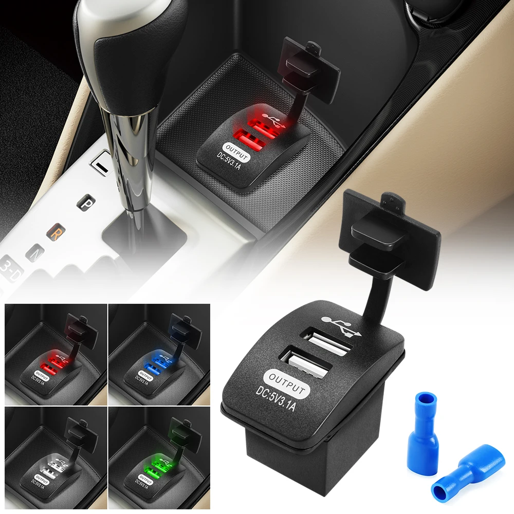 Автомобильное зарядное устройство с двумя USB-портами 5 В 3 1 А для Toyota Camry RAV4 Prado Corolla