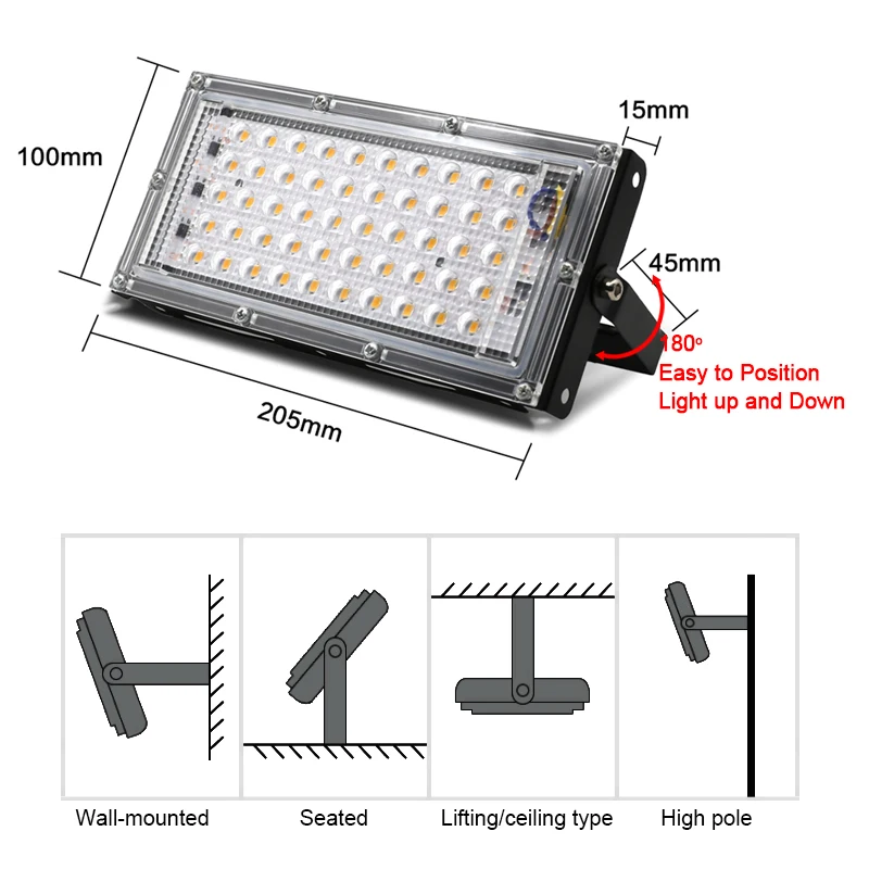 LED Grow Lamp 50W 100W 150W AC 220V Full Spectrum Flood Light Reflector Greenhouse Hydroponic Floodlight Phyto Flower Lamp