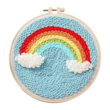 

DIY Knitting Embroidery Kit Craft Tool Set with Bamboo Frame Needle Handmade Embroidery Ornament for Home Decoration