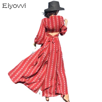 

Summer Sexy Stripe Seaside Holiday Chiffon Drop Open-ended High-wais Pants Skirt Suit Two Piece Set Women Suits Beach Dress