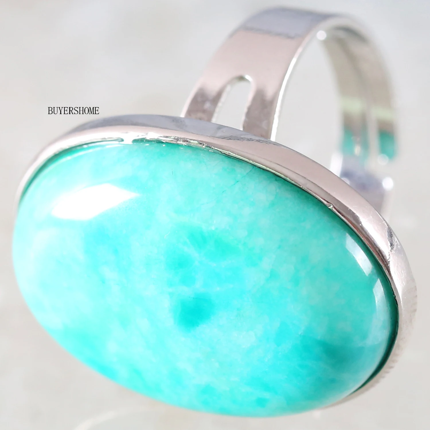 1Pcs Ring Jewelry For Women Men Gift Natural Stone Oval Bead Amazonite Carnelian Onyx Opal Adjustable Finger Ring