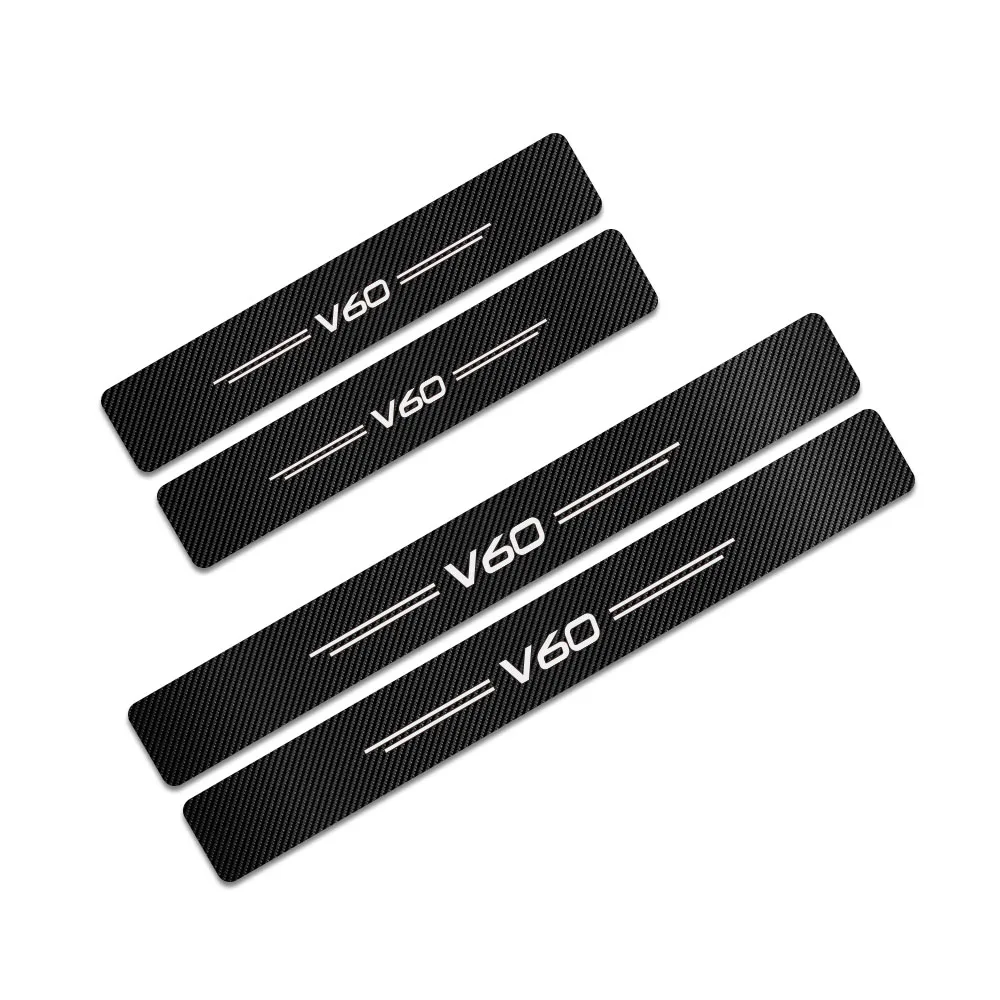 4PCS Car Stickers For Volvo S60 XC90 V40 V50 V60 S60 S90 V90 XC60 XC40 AWD T6 Auto Door Threshold Carbon Protector Accessories - Название цвета: V60