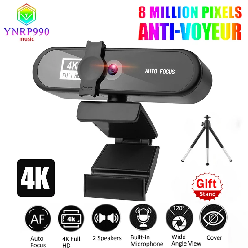 Cámara Web Full HD 2K 4K, con micrófono y soporte para ordenador portátil, videollamada, Youtube, grabación de vídeo, USB, novedad de 2021